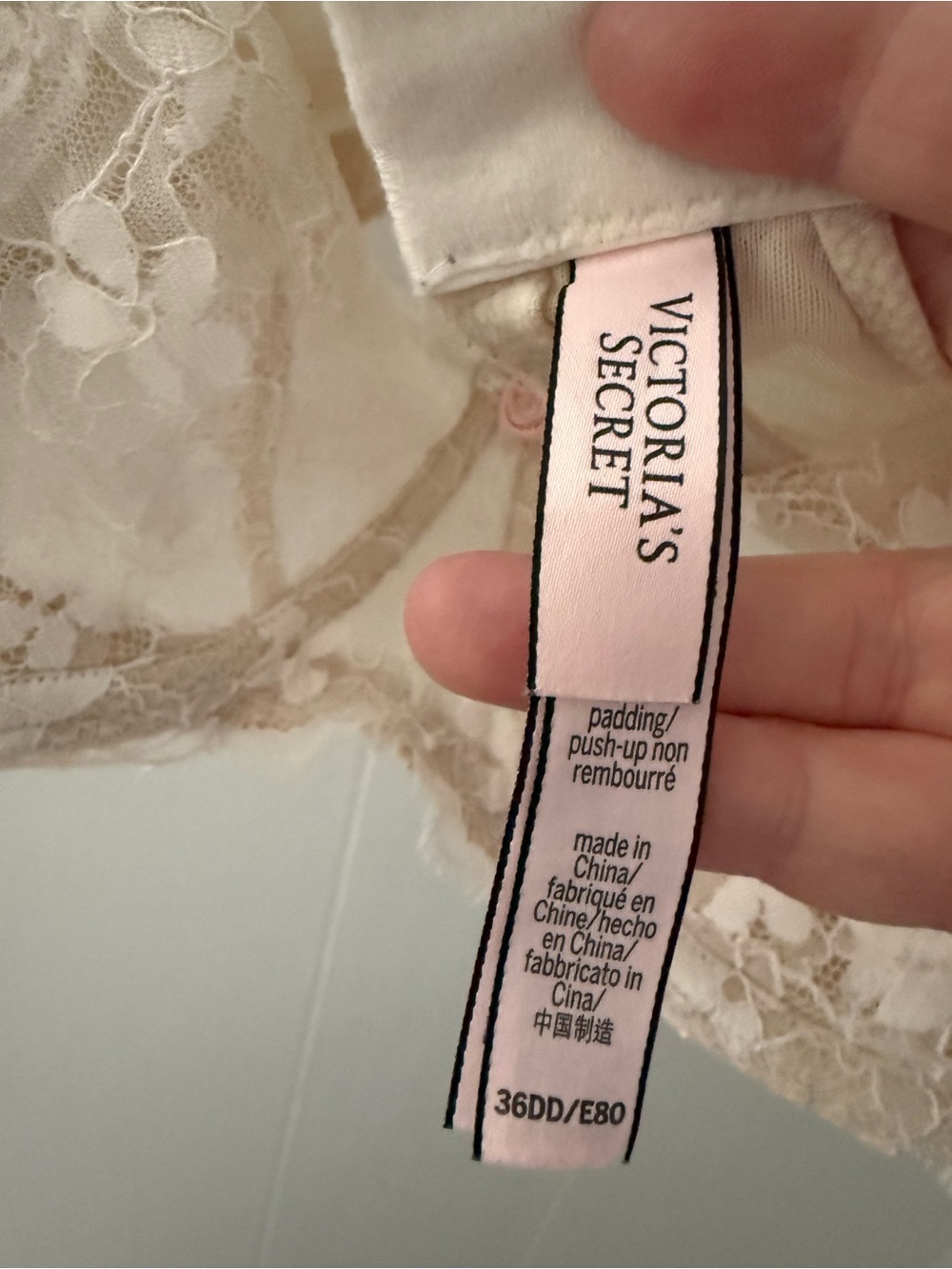 VICTORIA’S SECRET Push Up Bra Non Padding Lace Cream 36DD - Picture 8 of 10